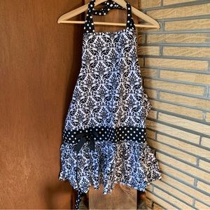 Black and white ruffle apron